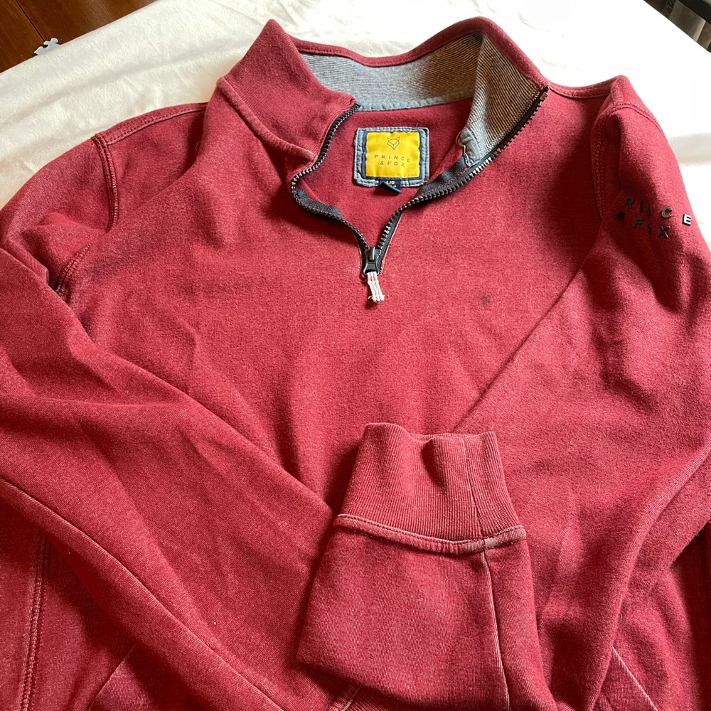 *SALE* Prince & Fox Red Quarter 1/4 Zip Pullover Hoodie Men's Size Large